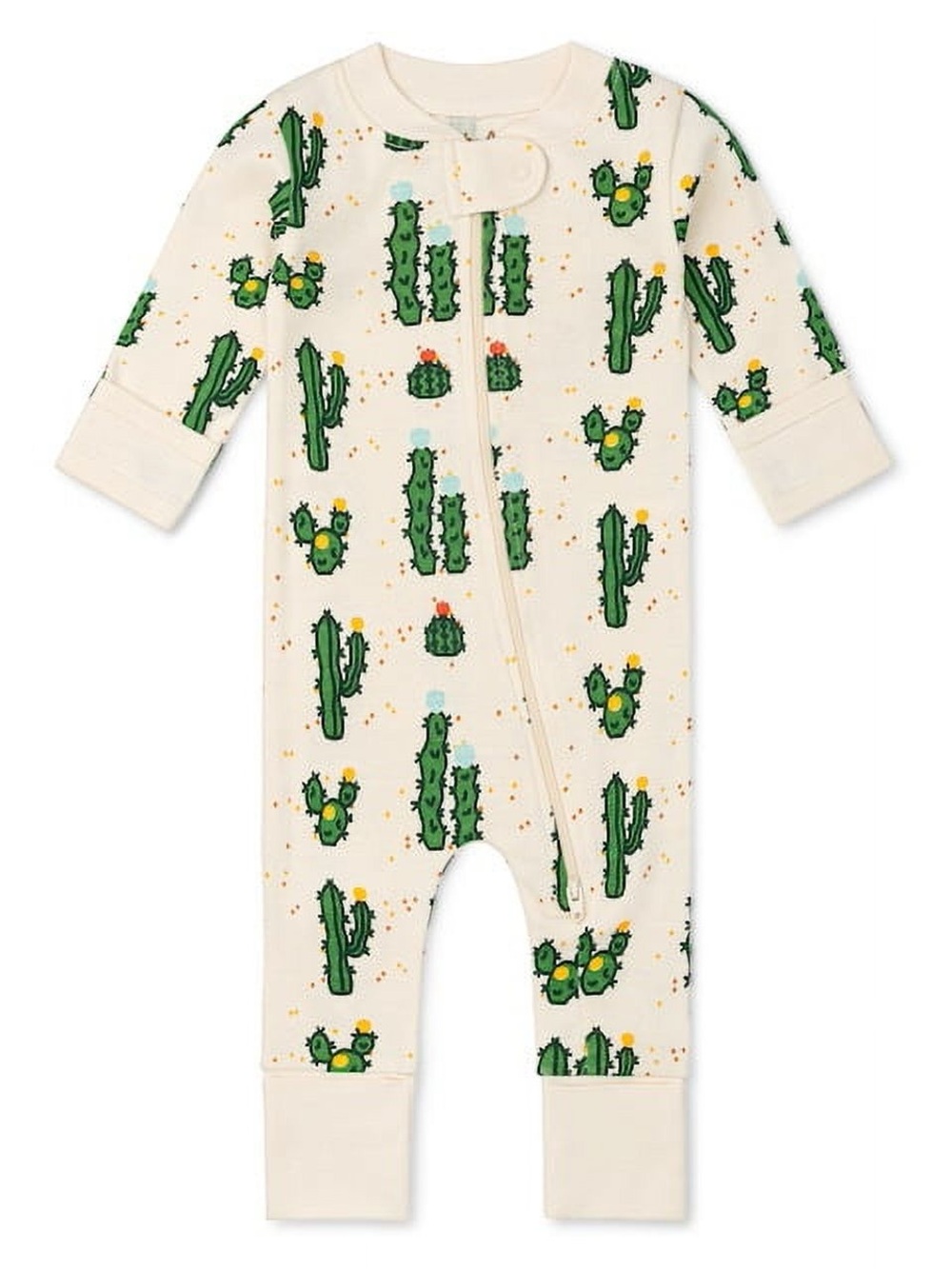 M + A Cream Cactus Print Zip-Up Footie